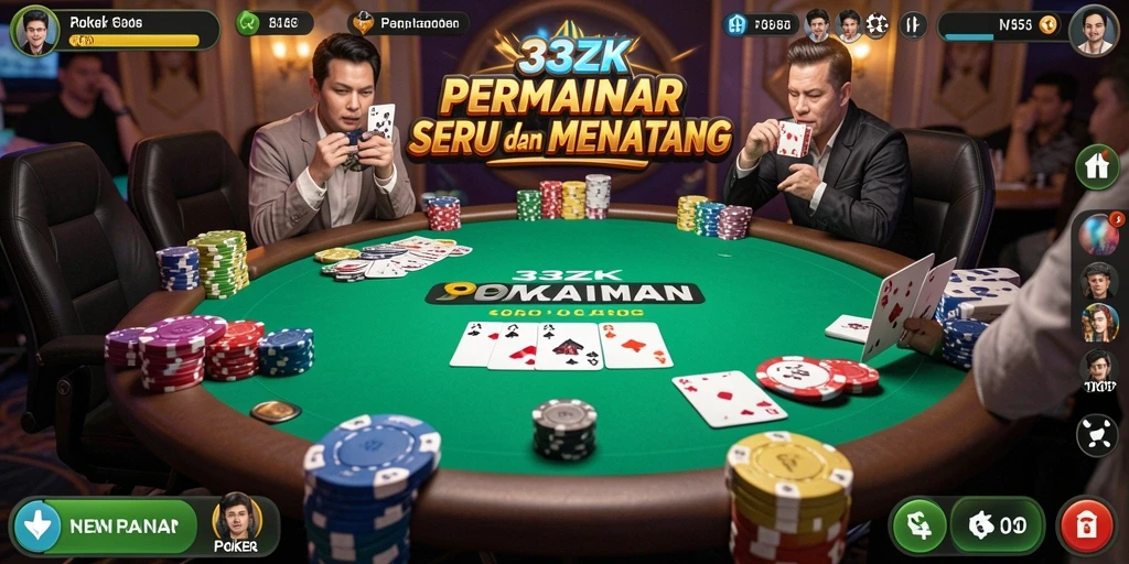 Tampilan gameplay menarik di 33ZK dengan suasana Poker yang mendebarkan.