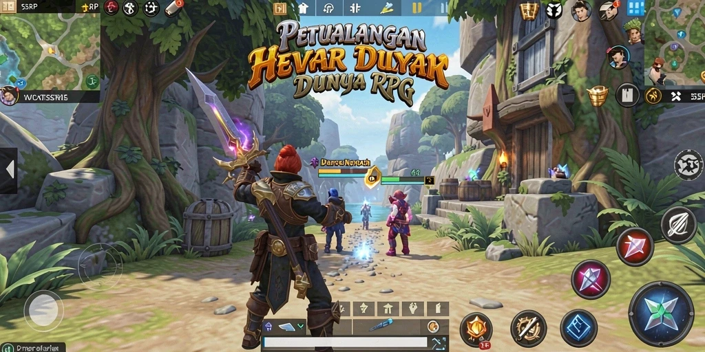 Tampilan gameplay RPG mendebarkan di 55RP dengan karakter dan monster.