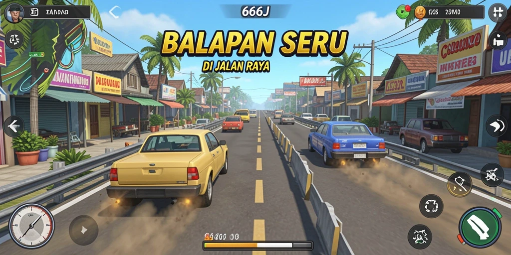 Gameplay Racing seru dan penuh aksi dalam 666J.