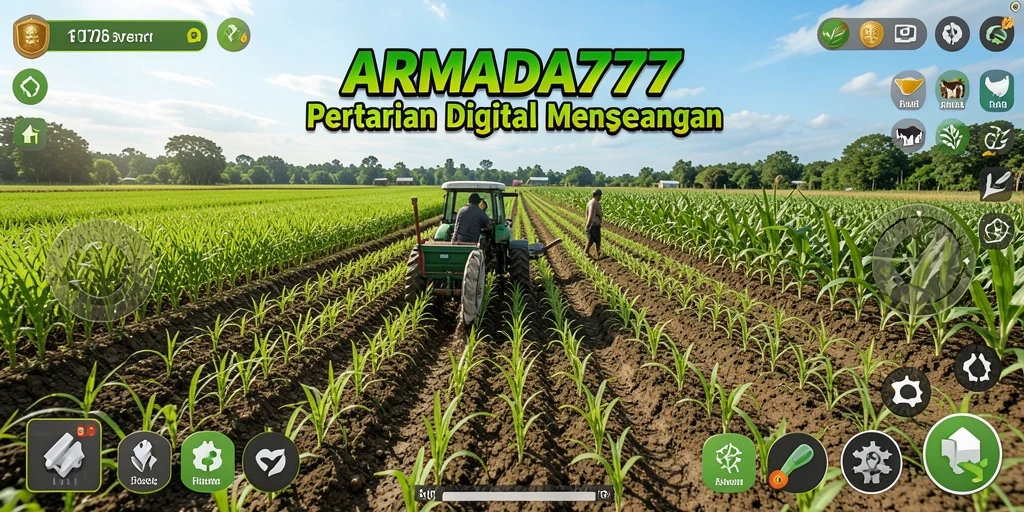 Tampilan gameplay ARMADA777 menampilkan aktivitas pertanian yang seru dan interaktif.