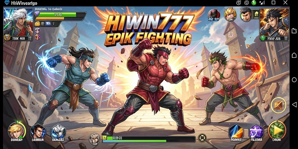 Menampilkan aksi pertarungan seru dalam HIWIN777 dengan karakter unik.