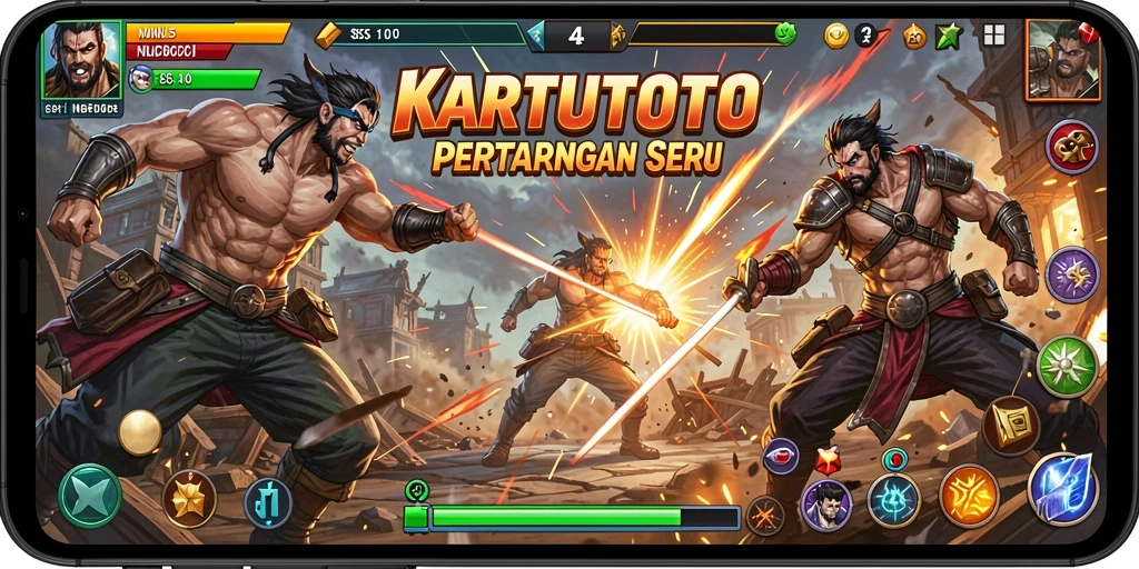 Tampilan permainan KARTUTOTO yang mengesankan di arena pertarungan.