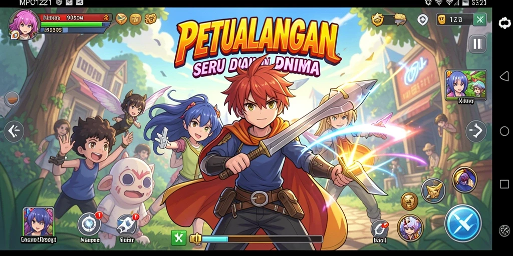 Screenshot MPO1221 menampilkan aksi pertarungan seru dengan karakter Anime.