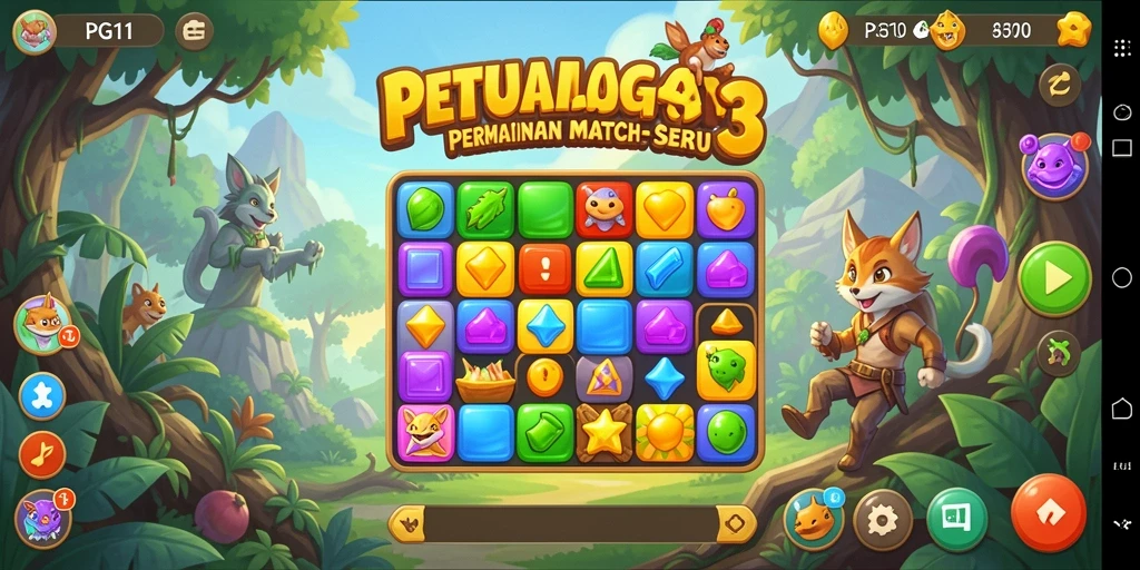 Tampilan menarik dari gameplay Match-3 PG11 yang seru dan menantang.