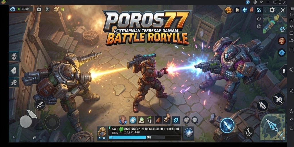 Tampilan utama gameplay POROS77 dengan aksi Battle Royale yang mendebarkan.