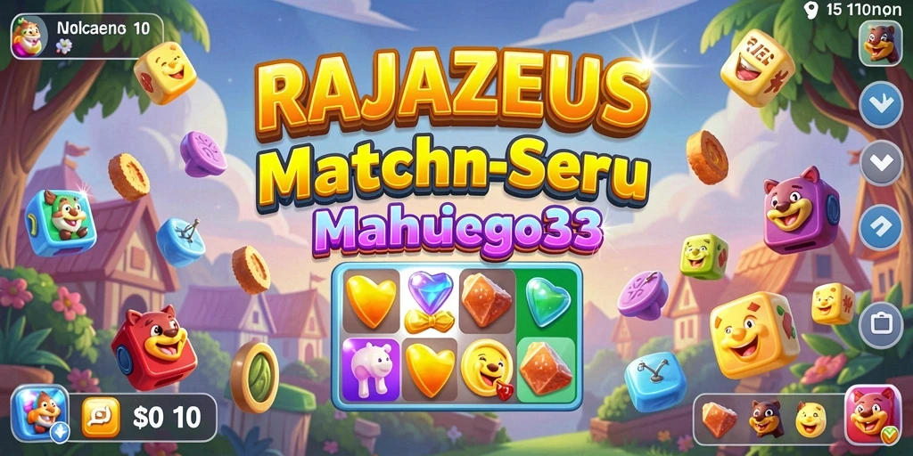 Tampilan gameplay menarik dari RAJAZEUS dalam genre Match-3.