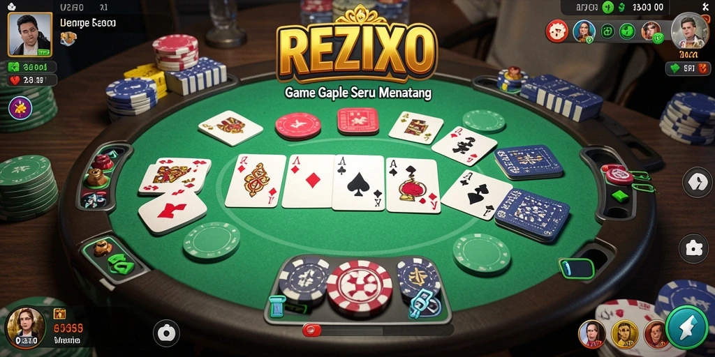 Screenshot gameplay Gaple REZIXO yang seru dan interaktif.
