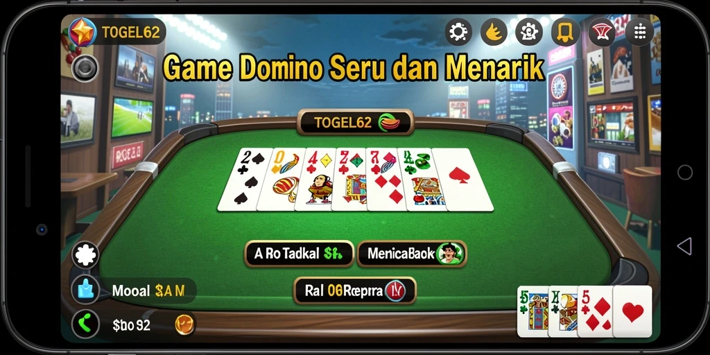 Screenshot gameplay TOGEL62 menampilkan serunya permainan Domino.